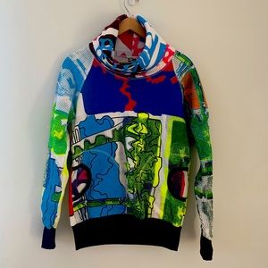 One of a kind designer hand made fleece lined sweater made in Toronto!